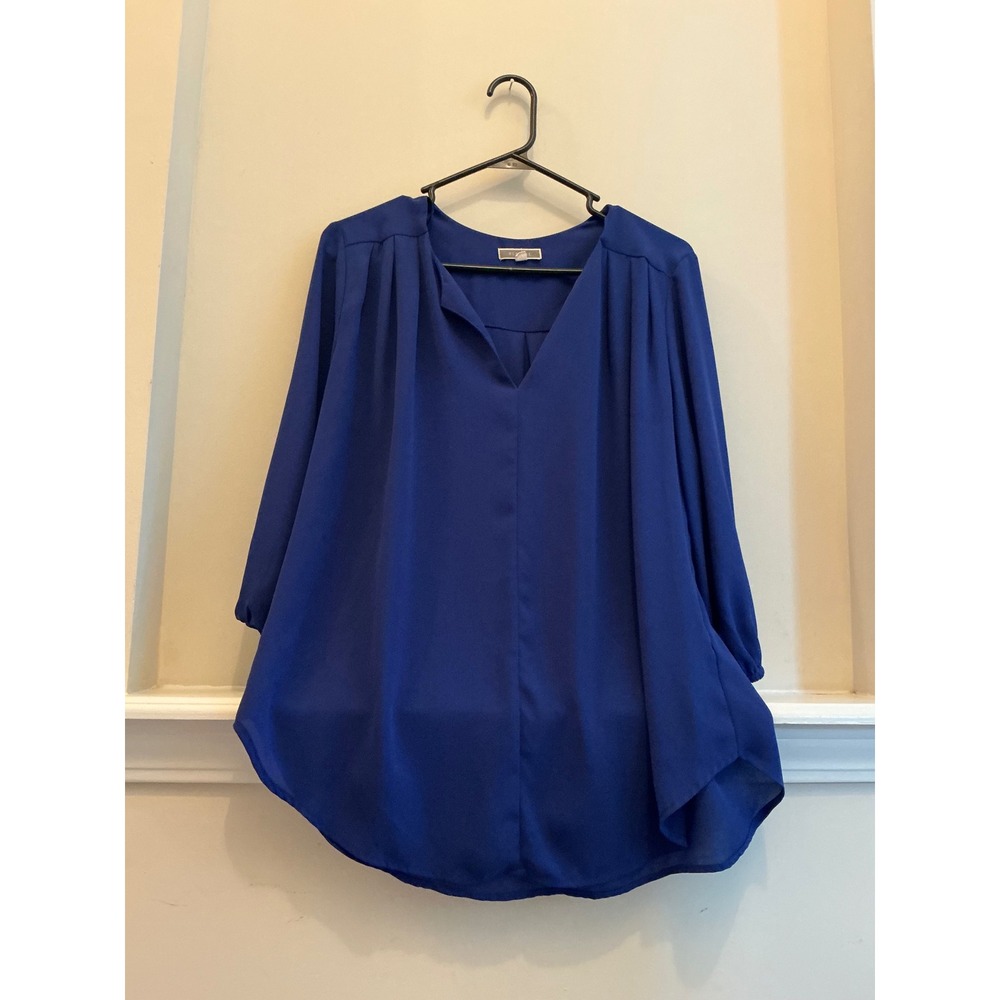 Pleione blue 3/4 sleeve blouse large